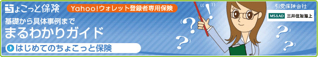 ちょこっと保険　Yahoo!ウォレット登録者専用保険　基礎から具体事例まで　まるわかりガイド　はじめてのちょこっと保険　三井住友海上（引受保険会社）
