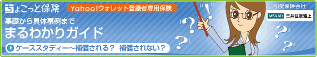 ちょこっと保険　Yahoo!ウォレット登録者専用保険　基礎から具体事例まで　まるわかりガイド　ケーススタディー〜補償される？　補償されない？　三井住友海上（引受保険会社）