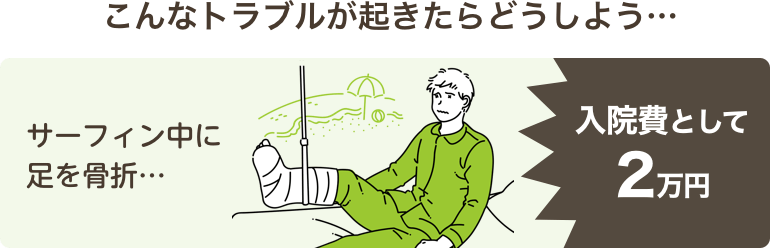 こんなトラブルが起きたらどうしよう…サーフィン中に足を骨折…入院費として2万円