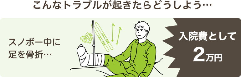 こんなトラブルが起きたらどうしよう…スノボー中に足を骨折…入院費として2万円