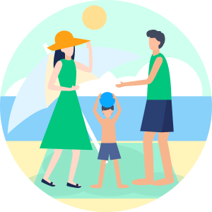 家族で海水浴に行く